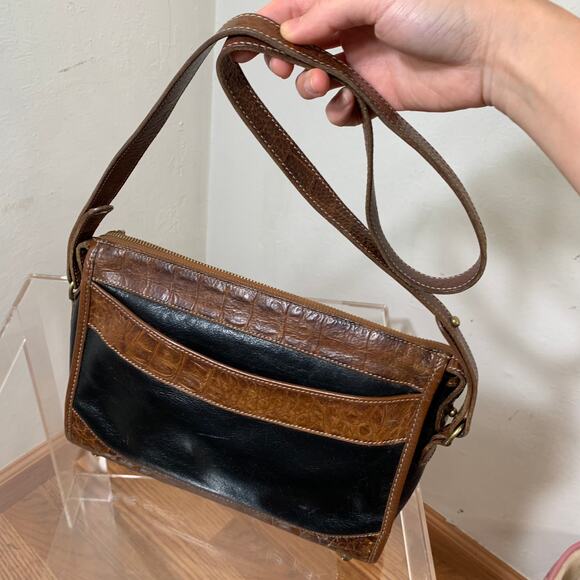 Brahmin Women's Crossbody Leather Black Brown Purse - Picture 7 of 12